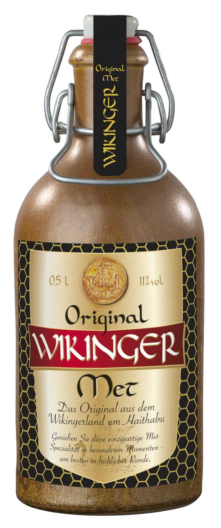 Original Wikinger-Met in dekorativer Tonflasche - 0,5 Liter - alc. 11 % Vol.