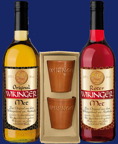 Wikinger-Met-Geschenkset »Doppelter Wikinger«: 2 Flaschen Met + 2 Tonbecher - ein tolles Präsent!