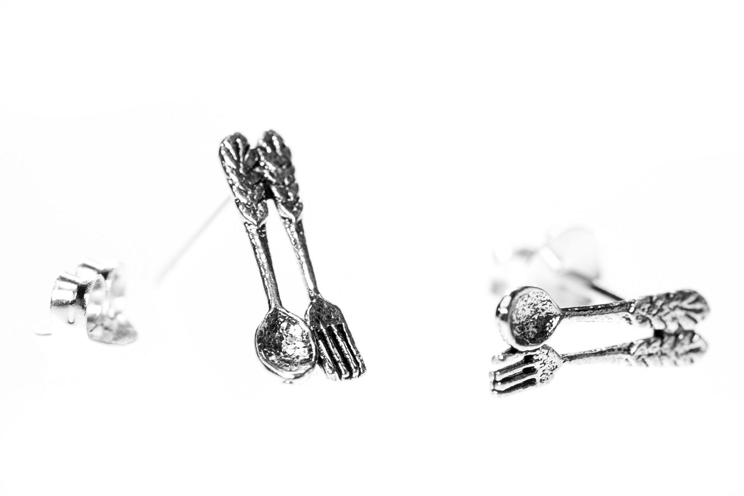 Ear studs fork & spoon 13 mm silver - ost134