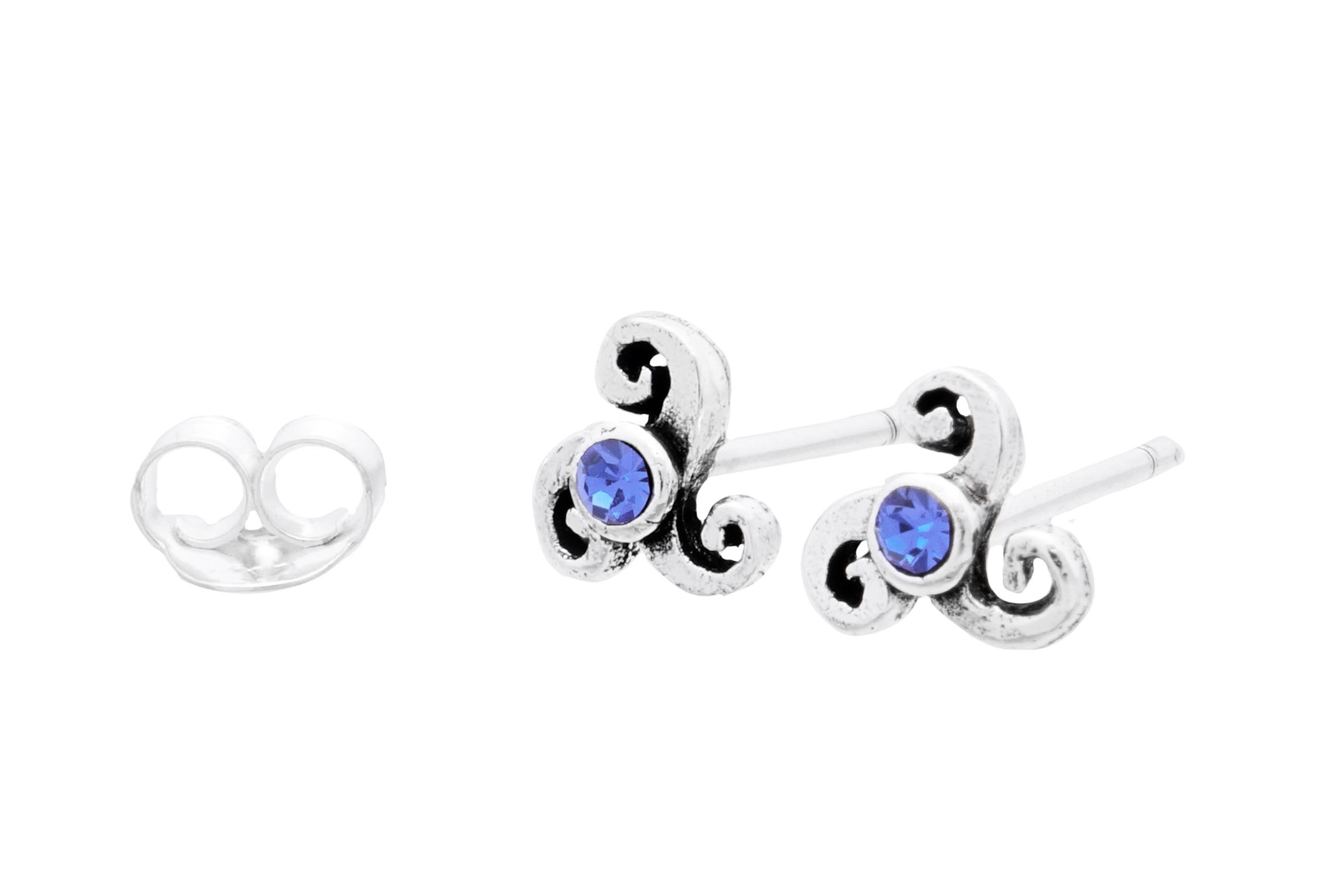Triskele ear studs with stone Sky Blue 6 mm silver - ost87