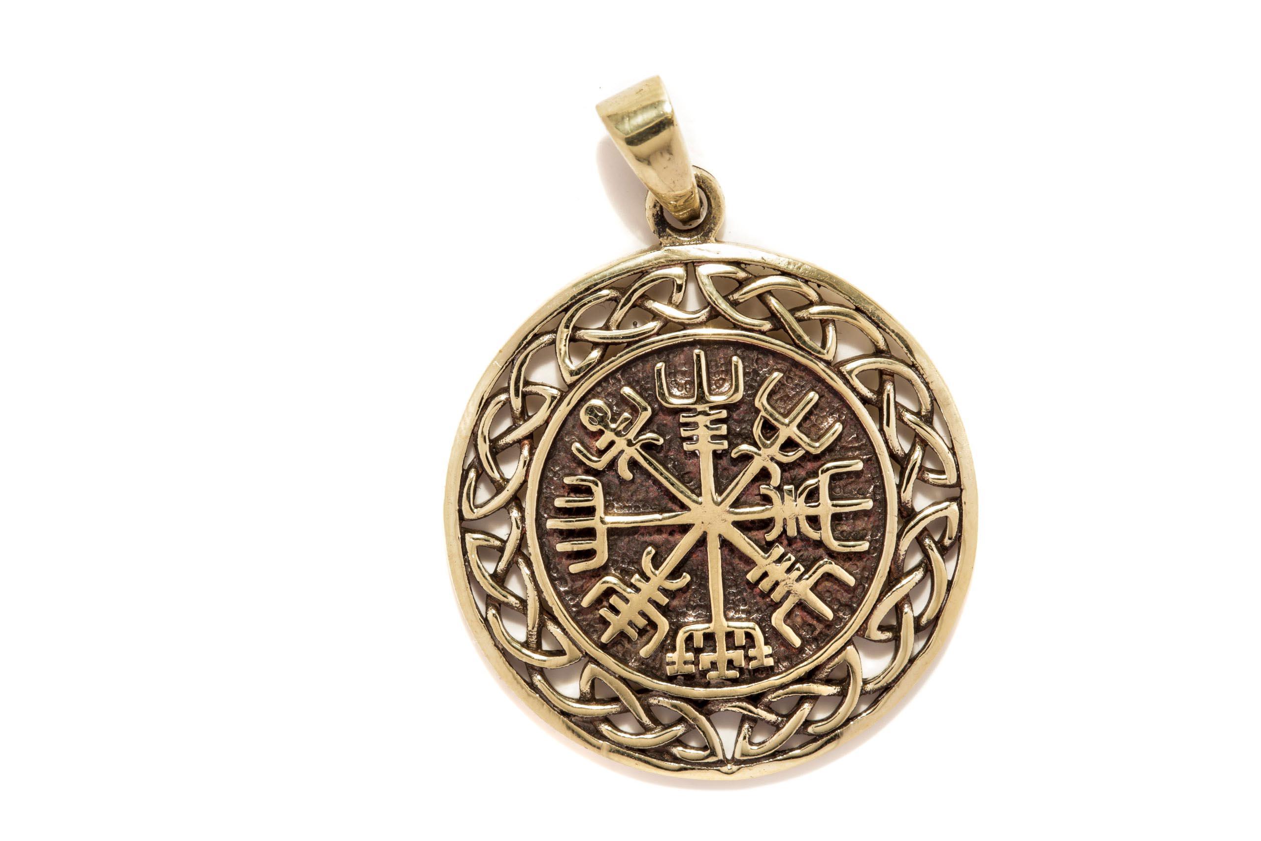 Anhänger Ø 3 cm Vägvisir mit Knotenmuster Bronze - avb549