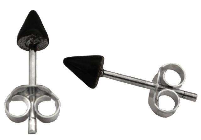 Ohrstecker Gothic Schwarze Pfeilspitzen 4 mm Silber - ost104-2