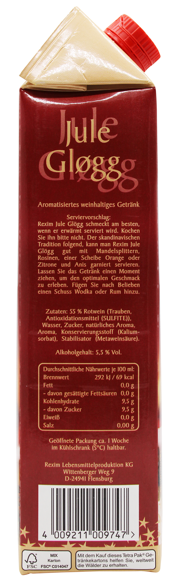 Jule Gløgg - Glögg - skandinavische Glühweinspezialität - 1 Liter, 5,5 %