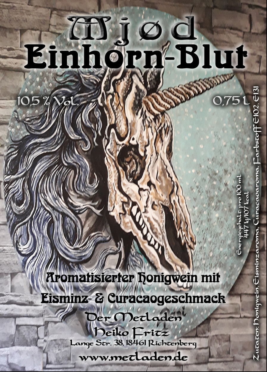 Einhornblut - Honigwein mit Eisminz & Curacaogeschmack - 10,5 % - 0,75 l