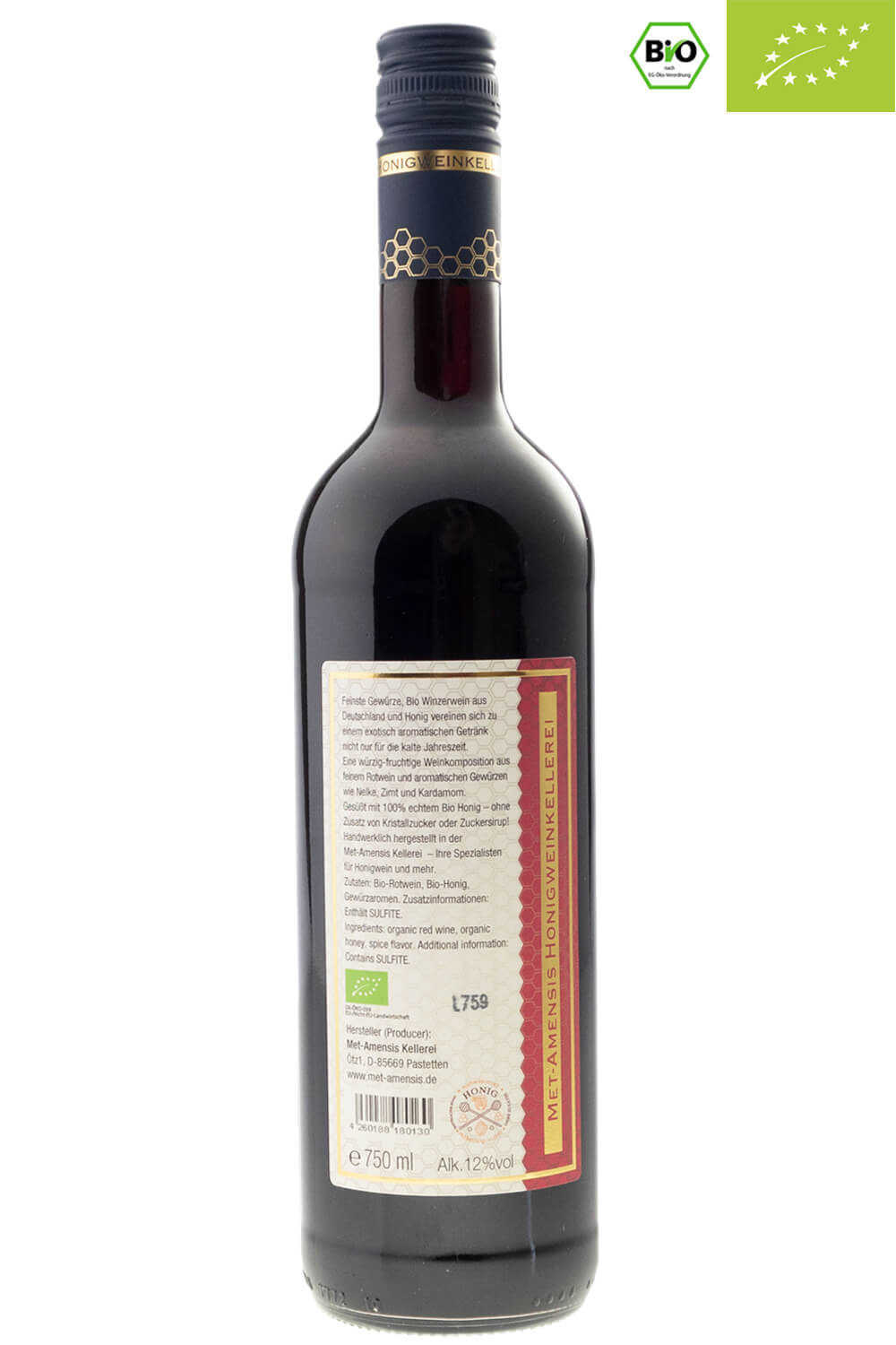 HYPOCRAS | Glühwein mit Honig in Bio-Qualität - ohne Kristallzucker, 12% vol. | 750 ml