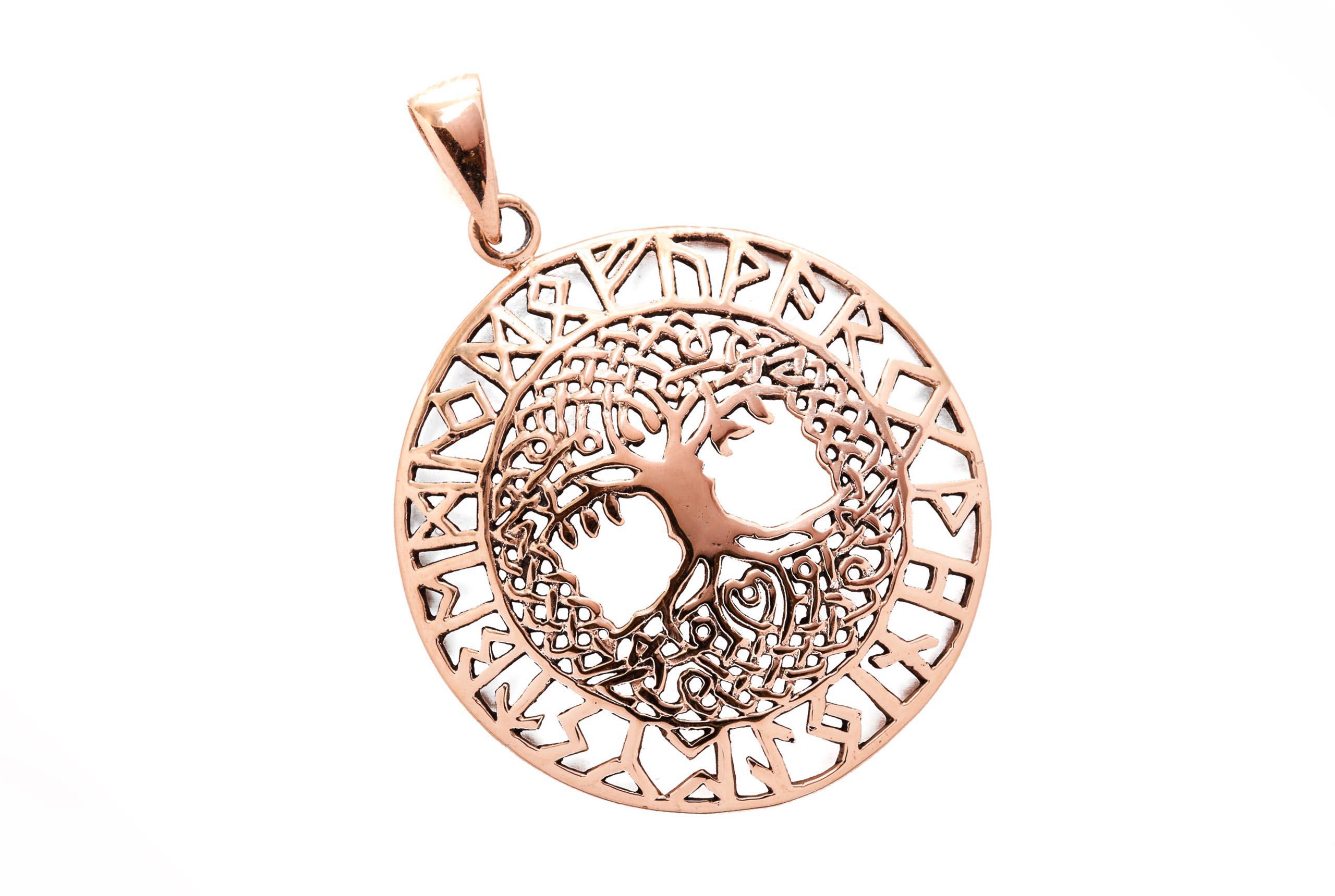 Anhänger 5 cm Yggdrasil Lebensbaum Mit Runen Bronze - avb551