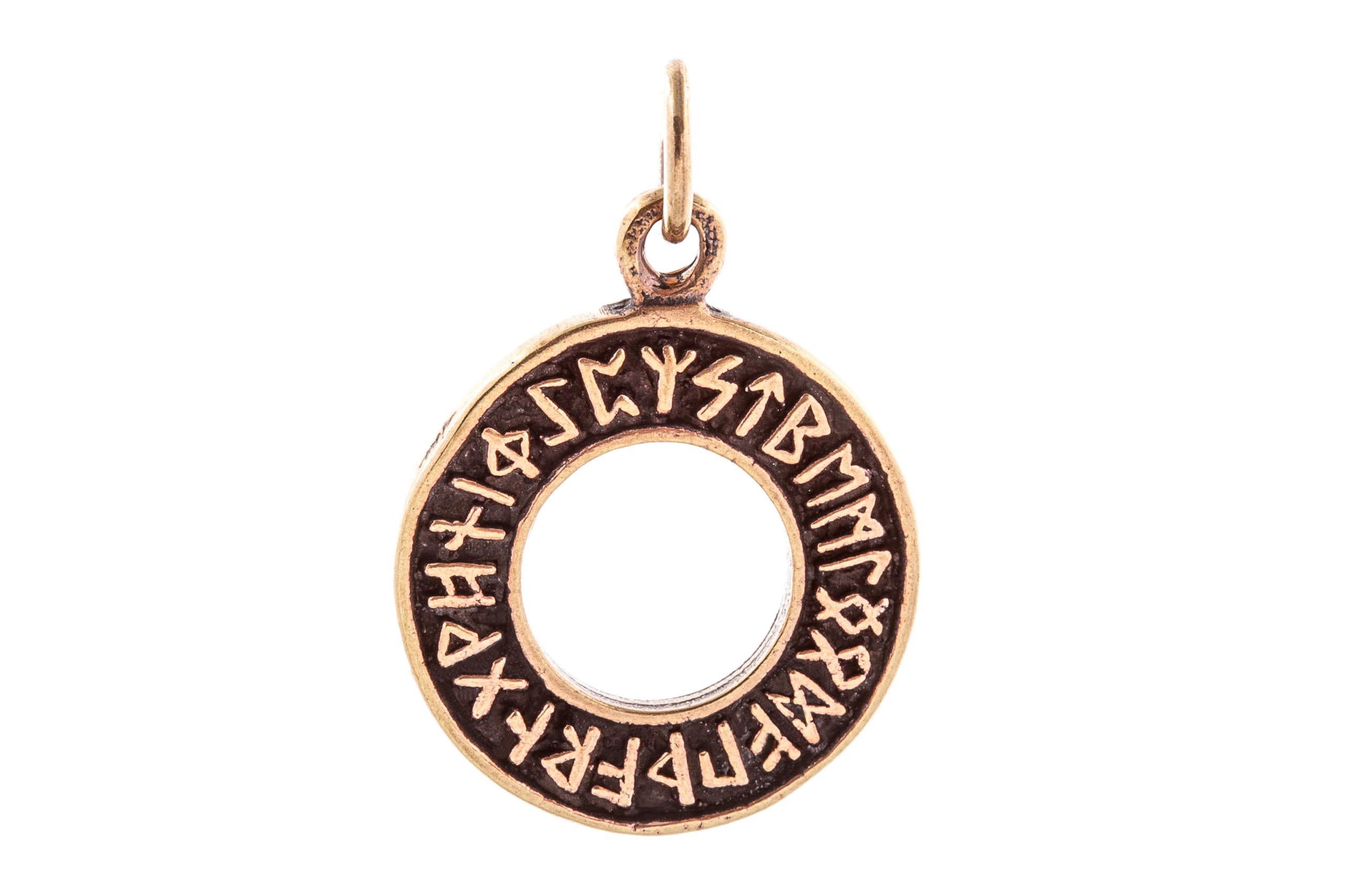 Anhänger DRUNA Ø 2.3 cm Runen im Kreis Bronze - avb49