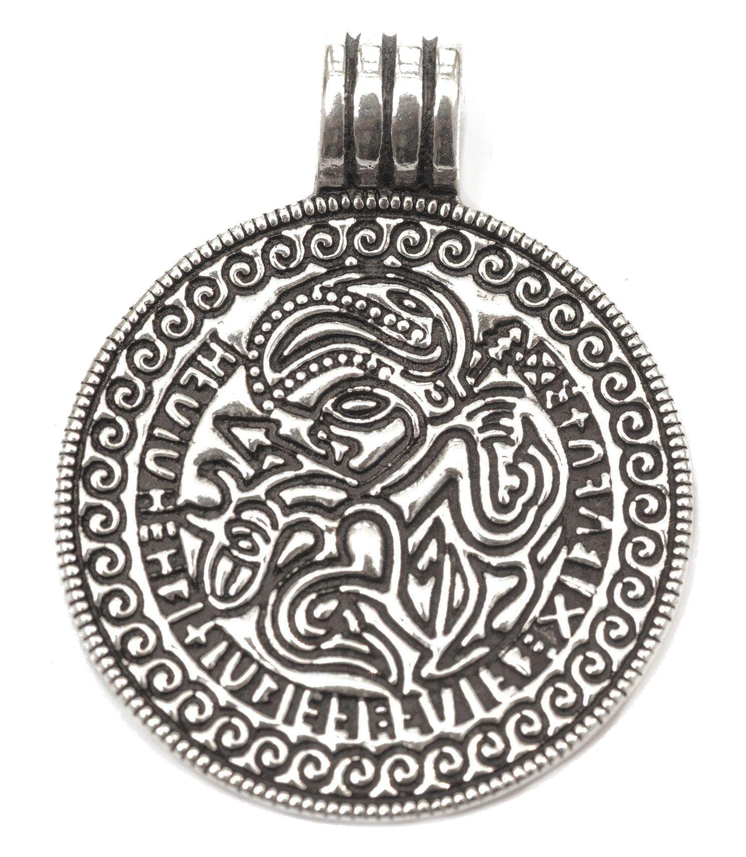 Anhänger BRAKTEAT 3,2 cm Odin auf Sleipnir Silber - am82