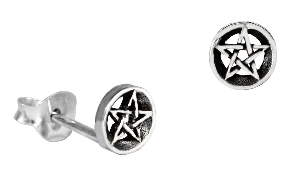 Ohrstecker Pentagramme Ø 5 mm Silber - ost79