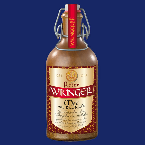 Roter Wikinger-Met in dekorativer Tonflasche - 0,5 Liter - alc. 6 % Vol.