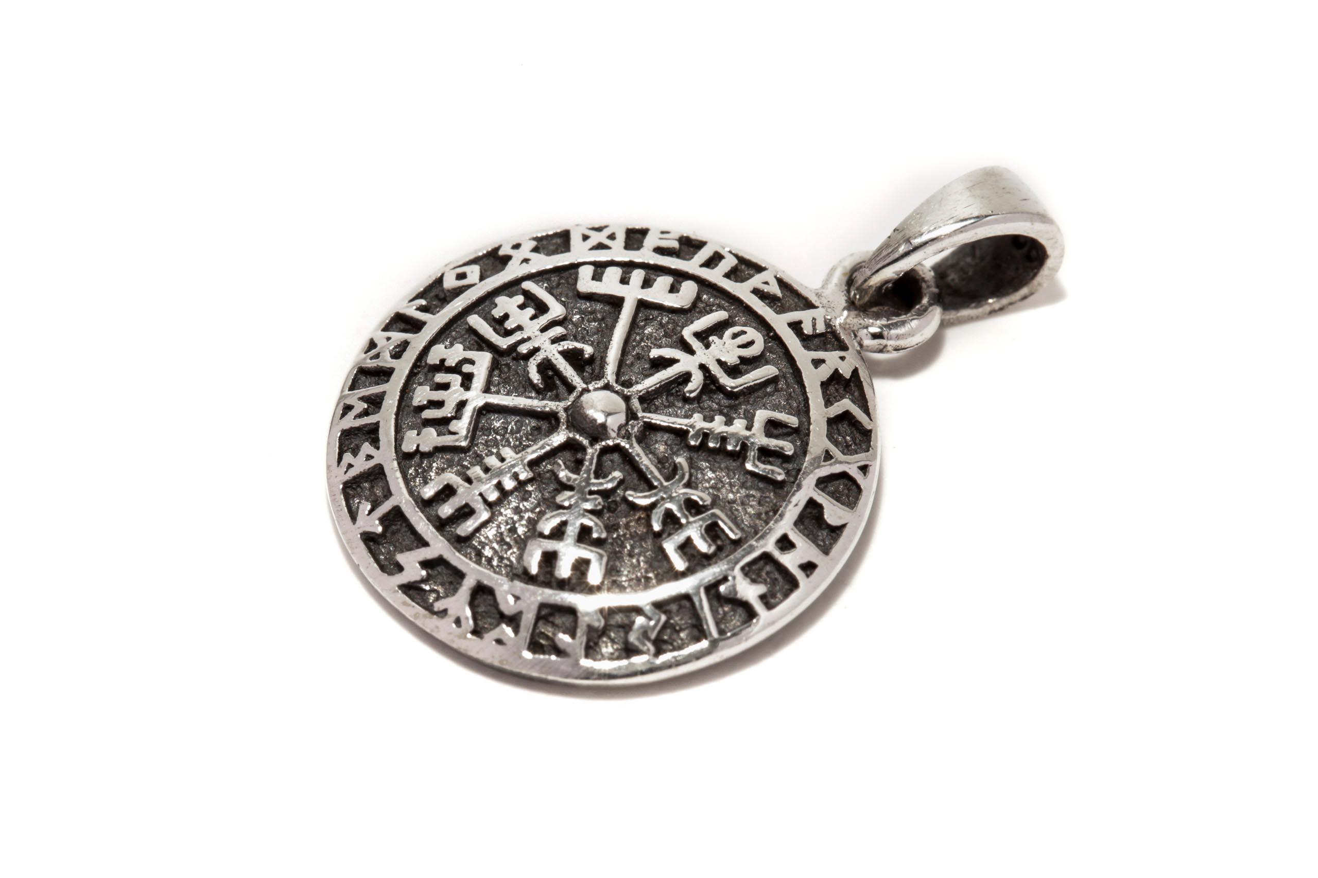 Anhänger  Ø 1.7 cm Vägvisir mit Runen Silber - av76