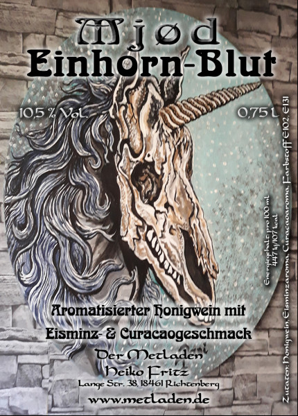 Einhornblut - Honigwein mit Eisminz & Curacaogeschmack - 10,5 % - 0,75 l