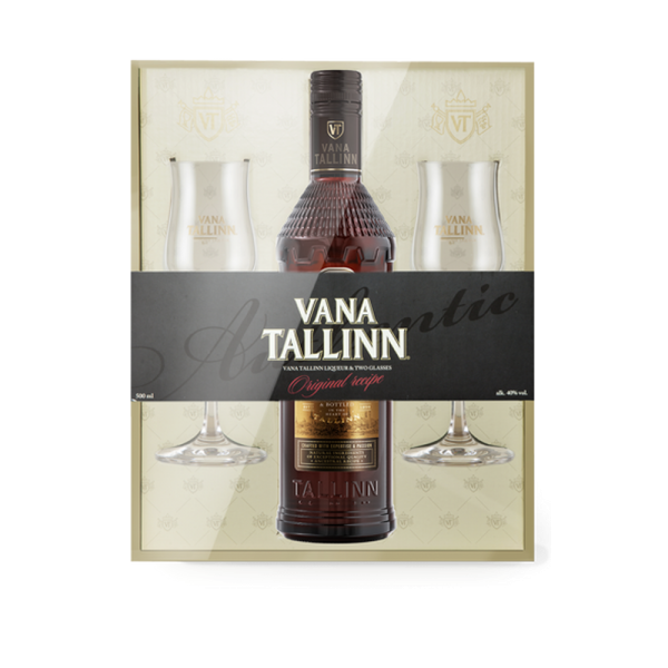 Präsentbox Vana Tallinn 40% - 500 ml + 2 Gläser