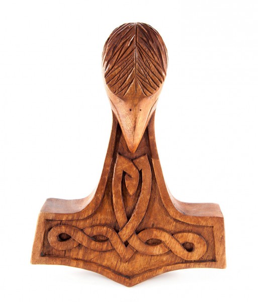 Wandrelief - Thorshammer mit Rabenkopf - 20 cm - natur - ws96