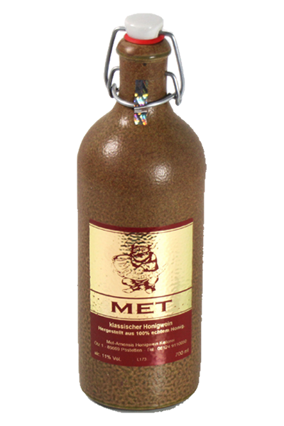 Met klassischer Honigwein - 0,7l Fl. - 11% in Tonflasche