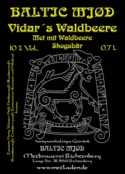 Vidar´s Waldbeere - Met mit Waldbeer Geschmack - Baltic Mjød - 0,7 l - 10 %
